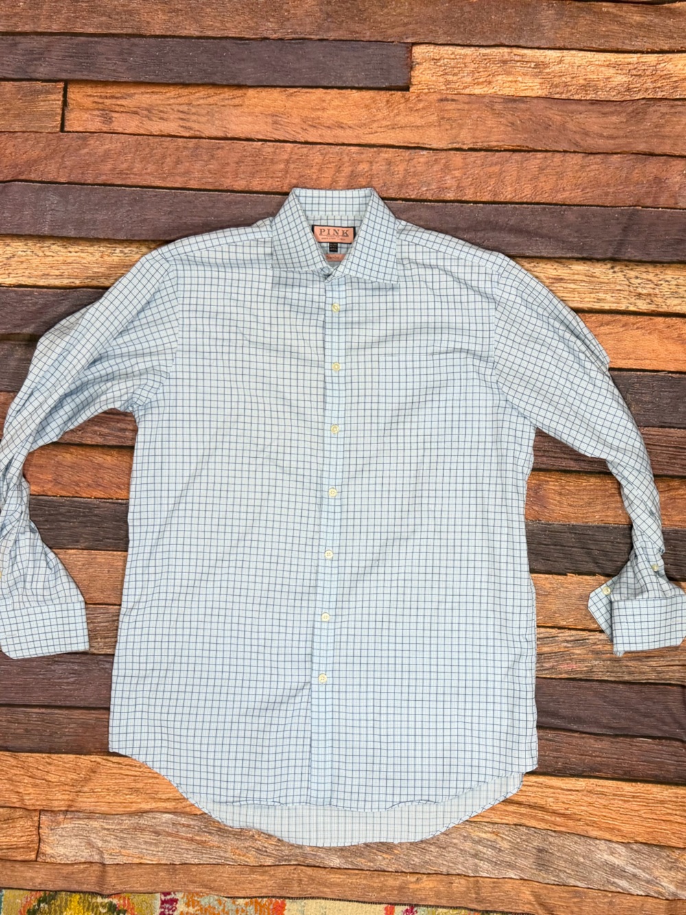 Thomas Pink Traveller Men's Blue Dress Button Down Professional Shirt